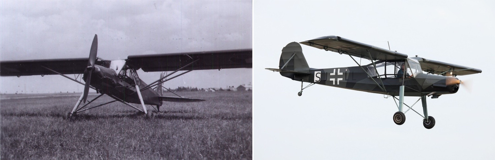 Dvě letadla Fieseler Fi-156 Storch přiletěla do Žamberka v roce 1945 na vyhlídkové lety a na Airshow přiletí tato UL replika (foto D. Huml)
