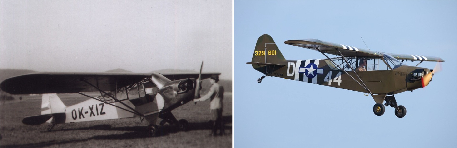 Letadla Piper Cub (L-4H) byla po válce v Žamberku dvě OK-XIZ a OK-XIT a na Airshow přiletí tato UL replika (foto D. Huml)